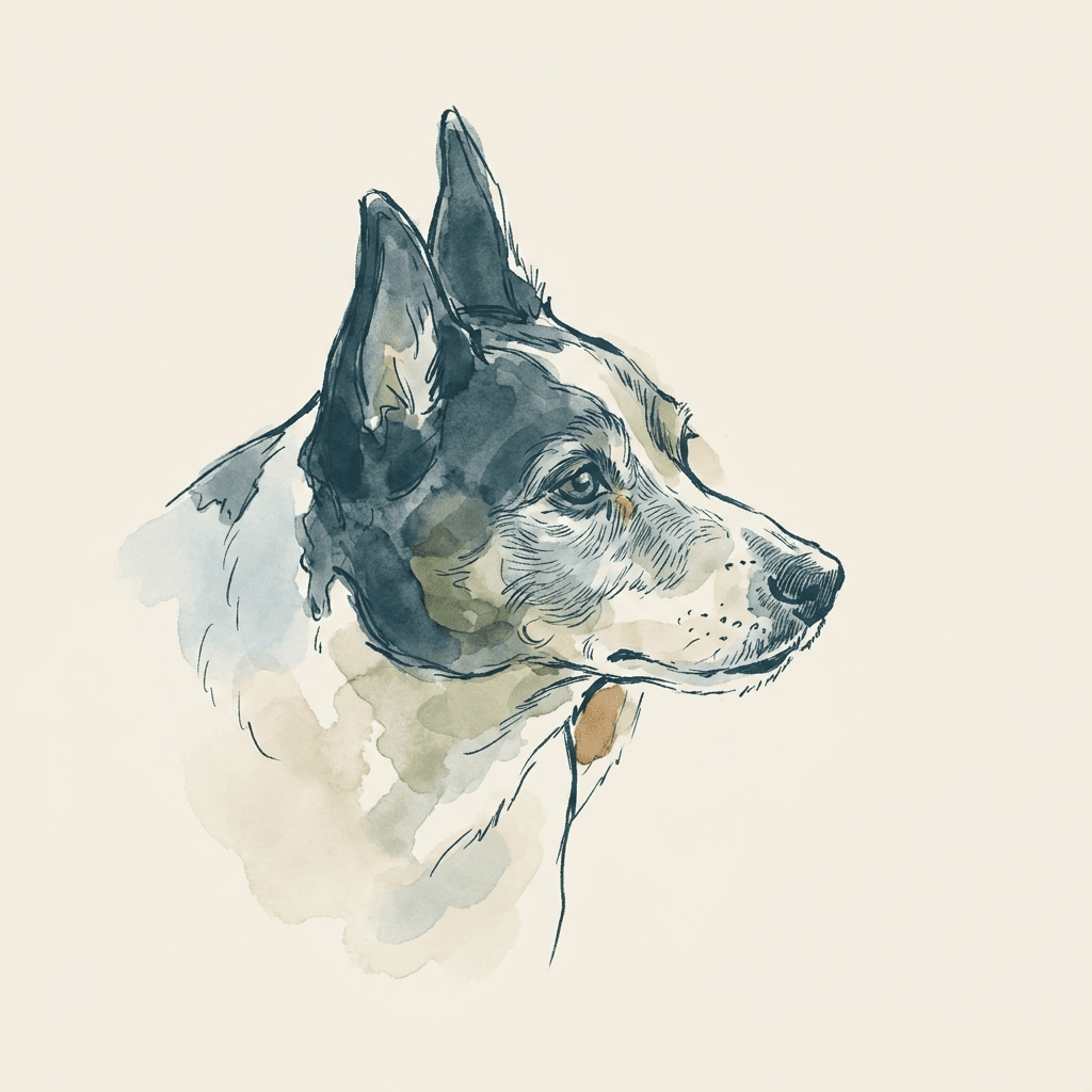 Ink and watercolor portrait of Mr Magoo, Smooth Fox Terrier